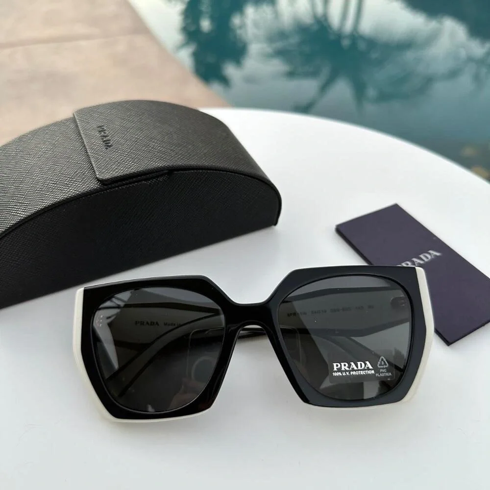 Prada Cateye PR 15WS 09Q5S0 Black White Dark Grey Women Sunglasses. - Picture 2 of 12